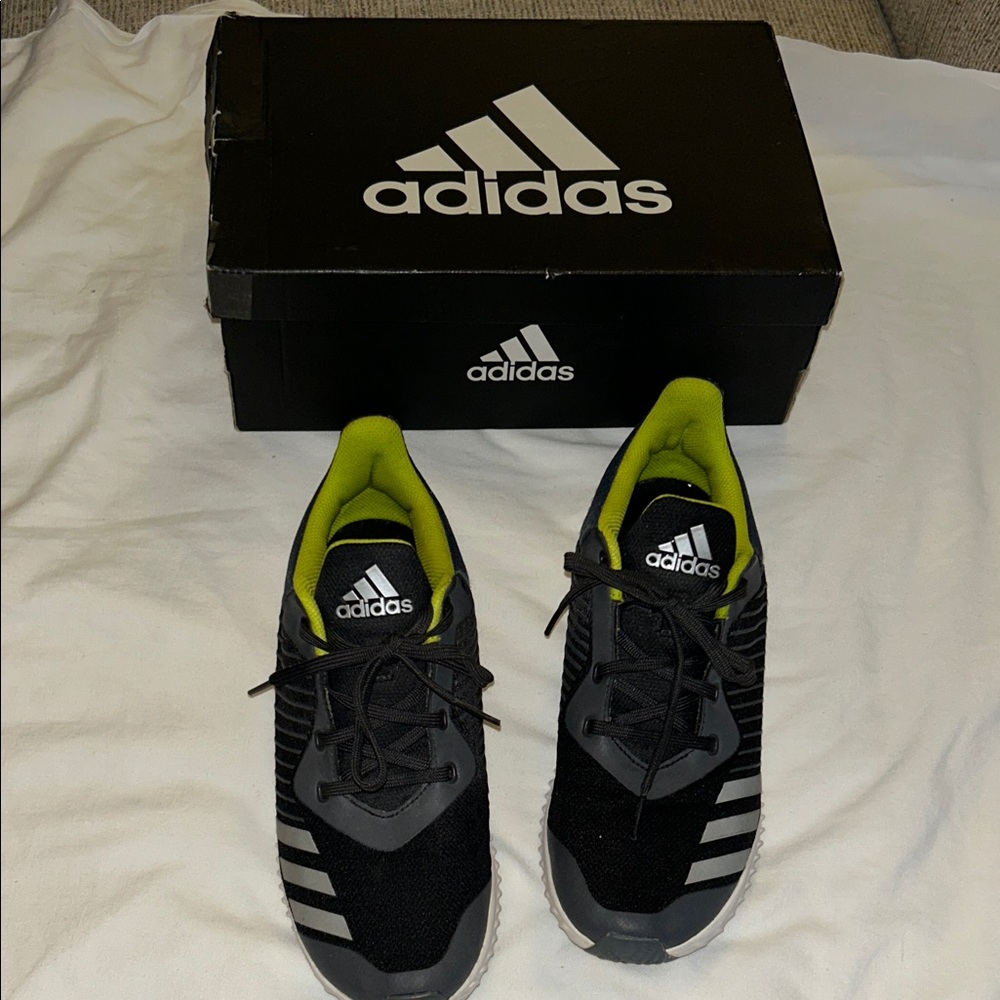 adidas FortaRun K Boys/Girls Gray & Lime Athletic Running Sneakers.